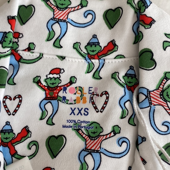 Roller Rabbit Merry Monkey Limited Edition Polo Pajamas XXS 🎄🐒🎁 LAST PAIR - Picture 4 of 5